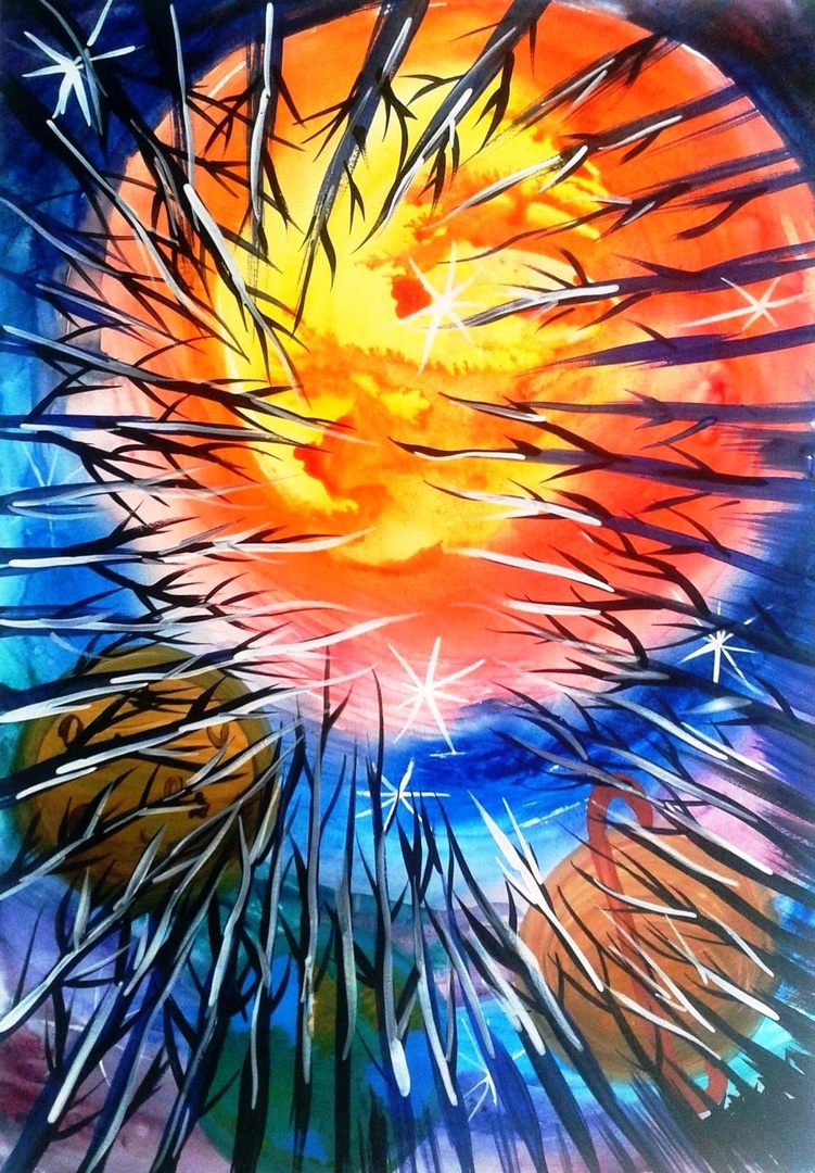 Старшая возрастная категория. Номинация: «Бескрайняя Вселенная». Князева Варвара.  Самарская область,  г.Нефтегорск, ГБОУ СОШ №2. Название работы:  «Мечты о космосе»