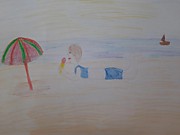 Шауэр Ксения, 7 лет. "Отдых на пляже". МАОУ "Школа 5" СП Детский сад.  Пермский край, поселок Железнодорожный.
