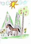 "Яблоня и подсолнухи". Ангелина Бурыгина, 8 лет, п.Шуя, Пронежский р-н, Республика Карелия