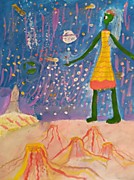 Младшая возрастная категория. Номинация: «Бескрайняя  Вселенная». Название работы: «Мой инопланетный друг». Затока Александра. МОУДО «Балабановская ДШИ». Преподаватель: Жукова Т.В.