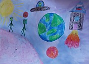 МЛАДШАЯ возрастная категория. Номинация:  «Бескрайняя Вселенная».  Майя Попова. п.Пречистое, МОУ ДМШ. Педагог: Соколова Т.Ю. "Встреча гостей"